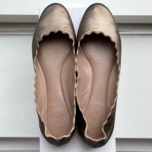 Chloé Lauren Scalloped Ballerina Flats - Pewter - Picture 2 of 8